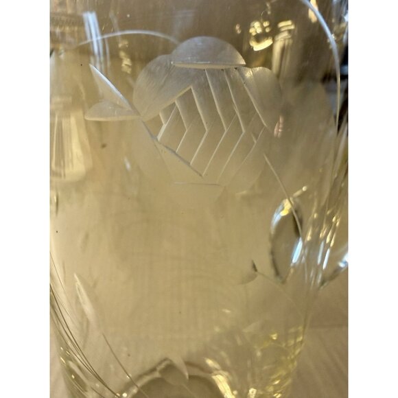Hand Blown Cocktails Martini Pitcher Clear Cut Glass Vtg - Picture 12 of 16